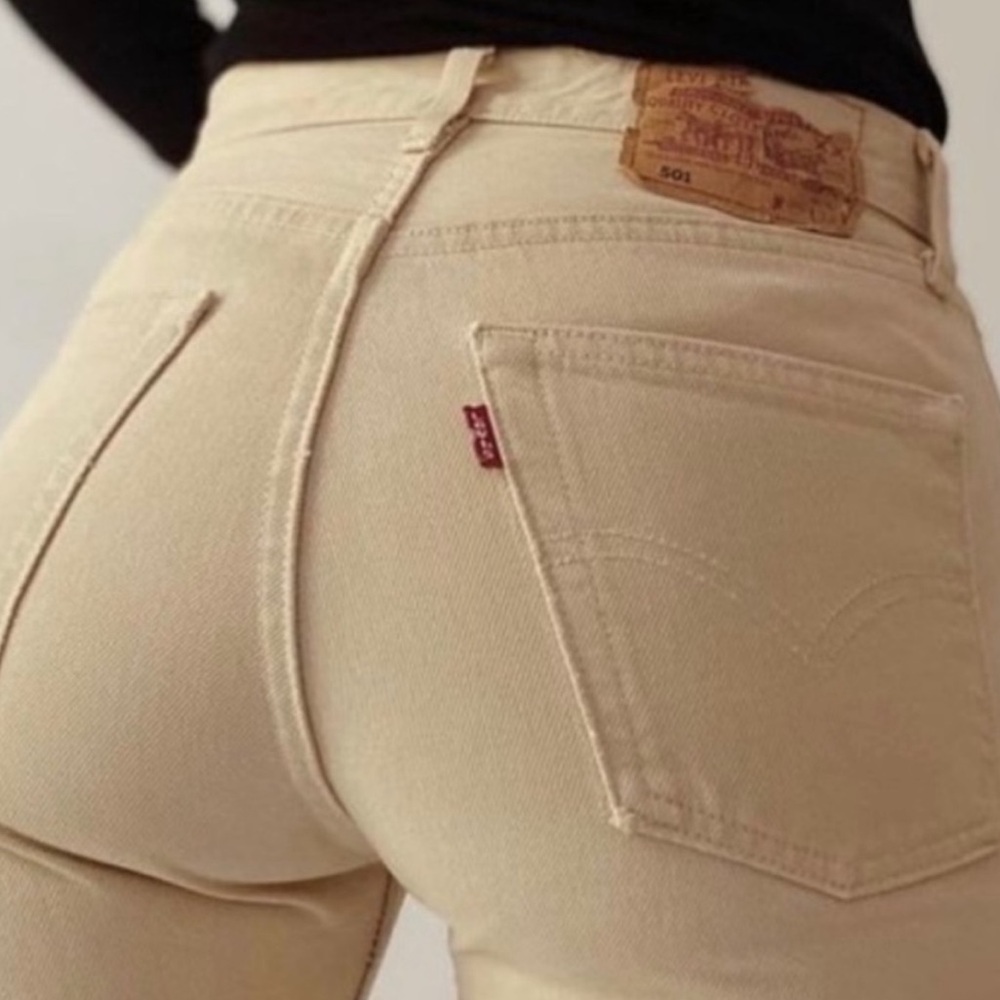 Levi's 501 Vintage 90s Cream Straight Leg Jeans Size 29